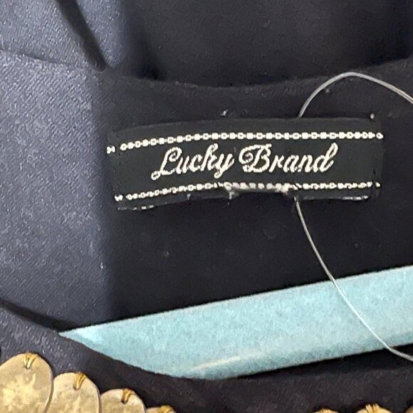 Lucky Brand Womens Black Sleeveless Embroidered Top With Golden Accents - Picture 6 of 8